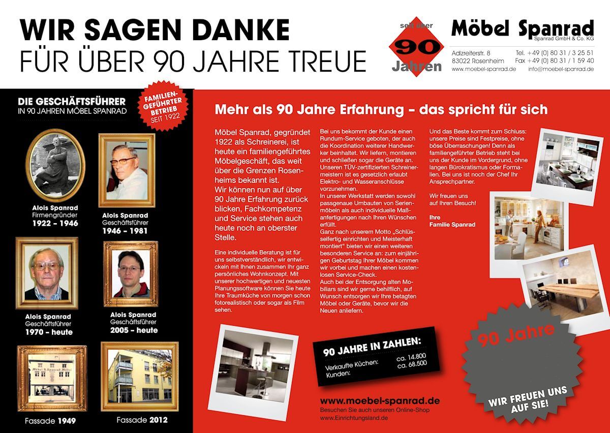 Möbel Spanrad aus Rosenheim 90Jahre Artikel - Möbel Spanrad aus Rosenheim